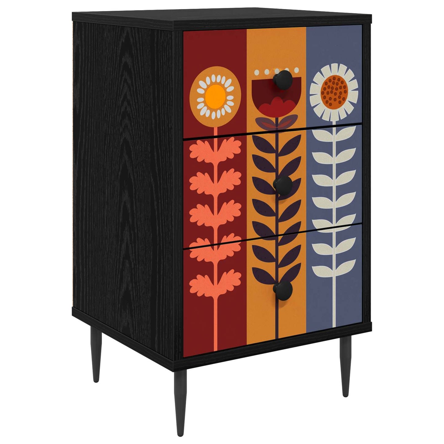 vidaXL Κομοδίνο ESSEN Μαύρη Δρυς 36 x 33 x 61 εκ. Επεξεργασμένο Ξύλο