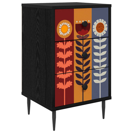vidaXL Κομοδίνο ESSEN Μαύρη Δρυς 36 x 33 x 61 εκ. Επεξεργασμένο Ξύλο