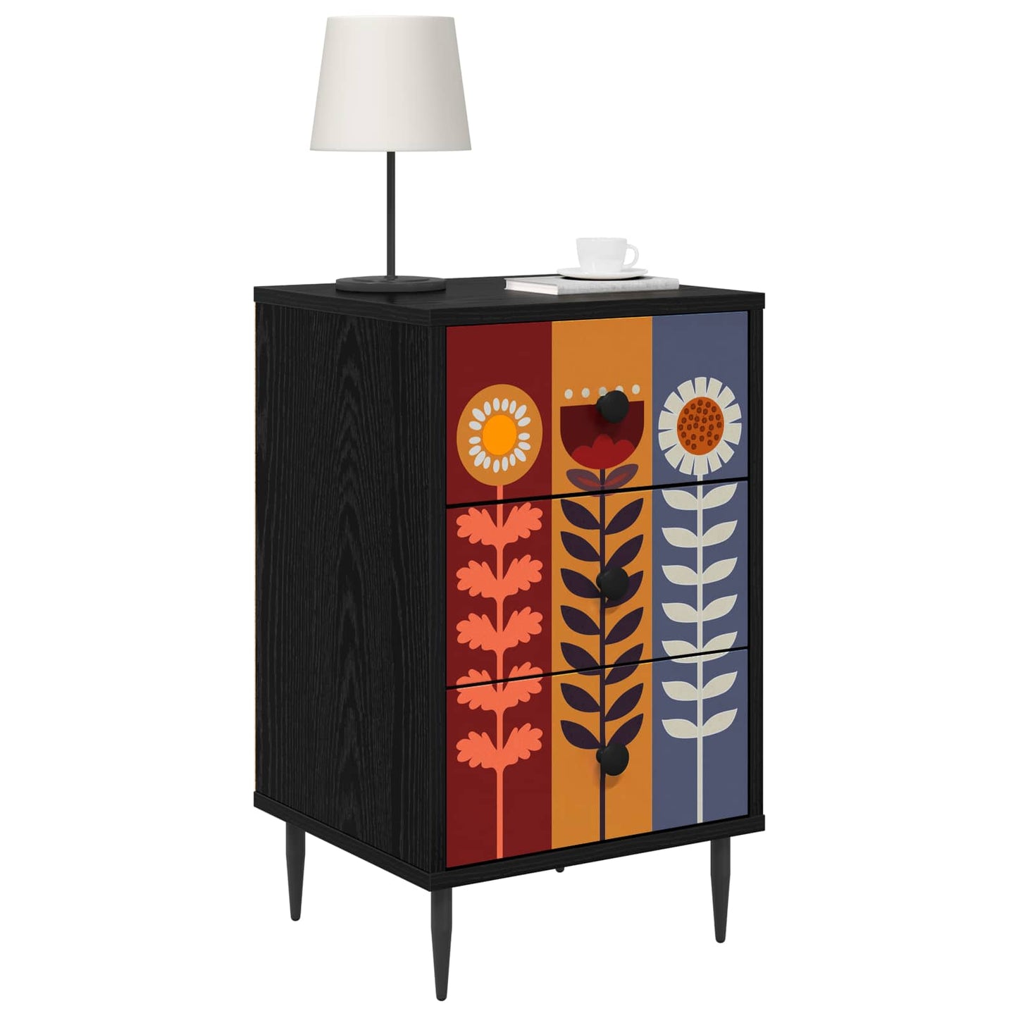 vidaXL Κομοδίνο ESSEN Μαύρη Δρυς 36 x 33 x 61 εκ. Επεξεργασμένο Ξύλο