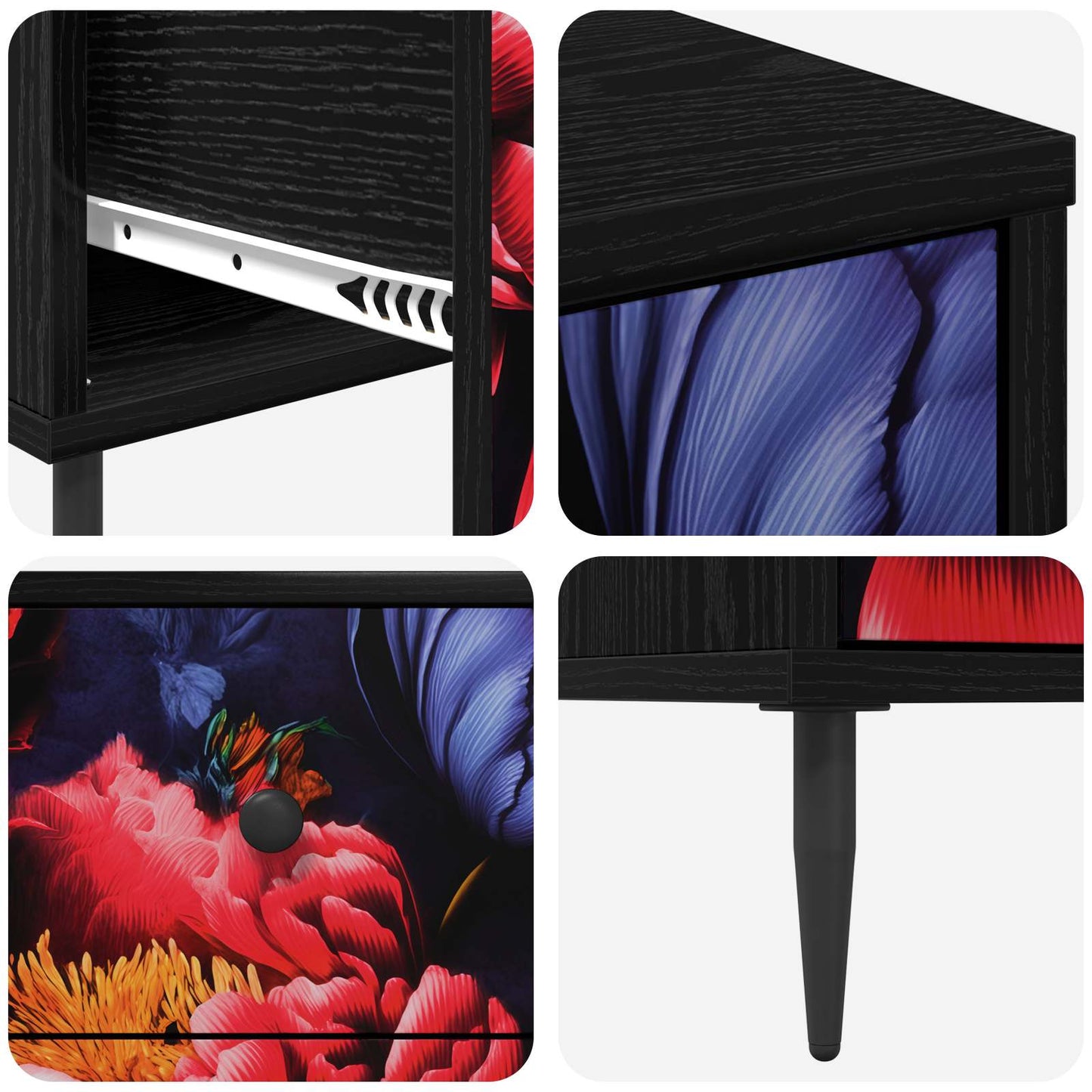 vidaXL Κομοδίνο KIEL Μαύρη Δρυς 36 x 33 x 61 εκ. Επεξεργασμένο Ξύλο