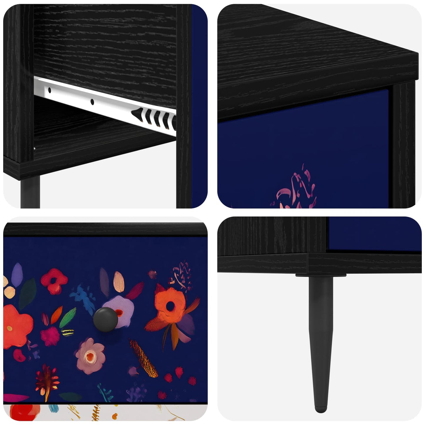vidaXL Κομοδίνο MAINZ Μαύρη Δρυς 36 x 33 x 61 εκ. Επεξεργασμένο Ξύλο