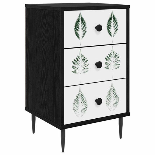 vidaXL Κομοδίνο HANAU Μαύρη Δρυς 36 x 33 x 61 εκ. Επεξεργασμένο Ξύλο