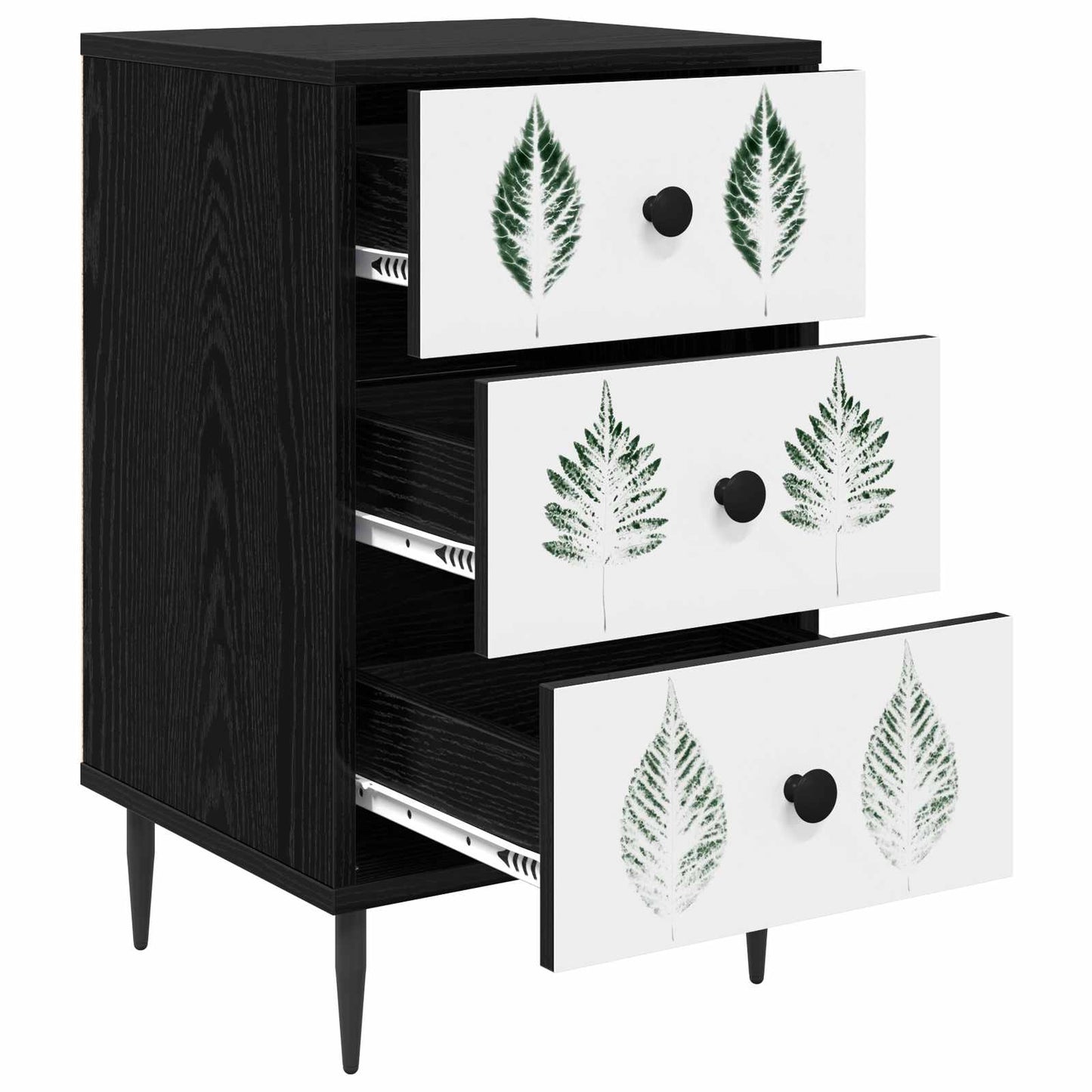vidaXL Κομοδίνο HANAU 2 τμχ. Μαύρη Δρυς 36 x 33 x 61 εκ.