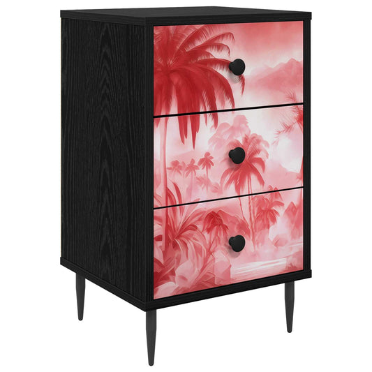 vidaXL Κομοδίνο AACHEN Μαύρη Δρυς 36 x 33 x 61 εκ. Επεξεργασμένο Ξύλο