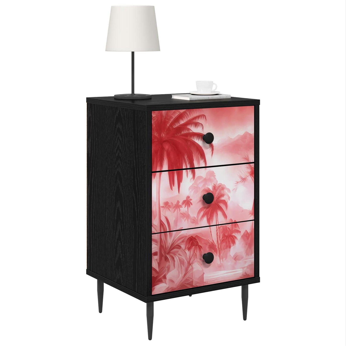 vidaXL Κομοδίνο AACHEN 2 τμχ. Μαύρη Δρυς 36 x 33 x 61 εκ.
