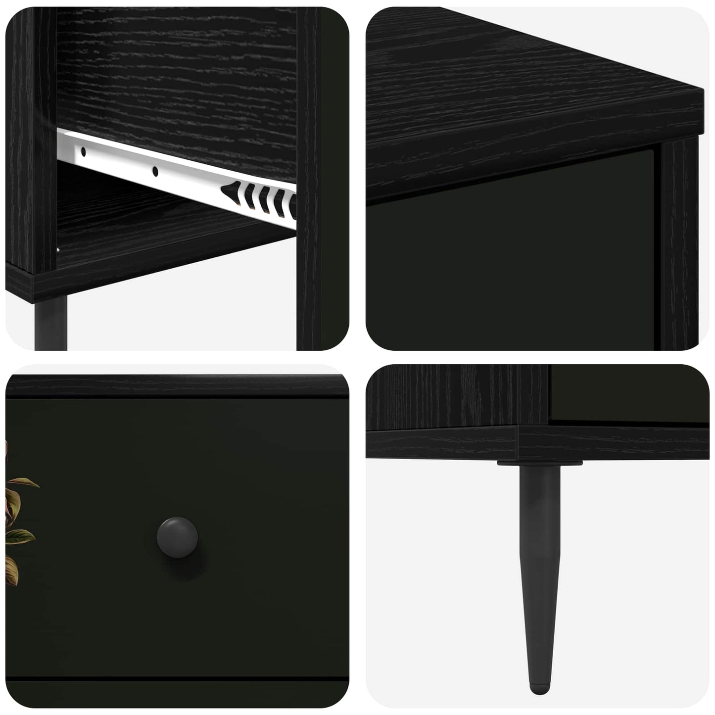 vidaXL Κομοδίνο BREMEN Μαύρη Δρυς 36 x 33 x 61 εκ. Επεξεργασμένο Ξύλο