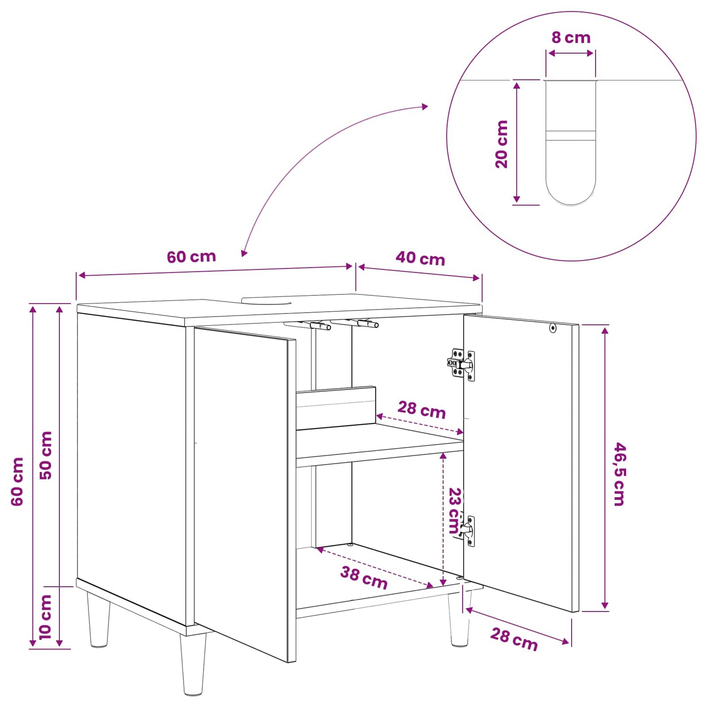 vidaXL Ντουλάπι Μπάνιου OMMEN Sonoma 60 x 40 x 60 εκ