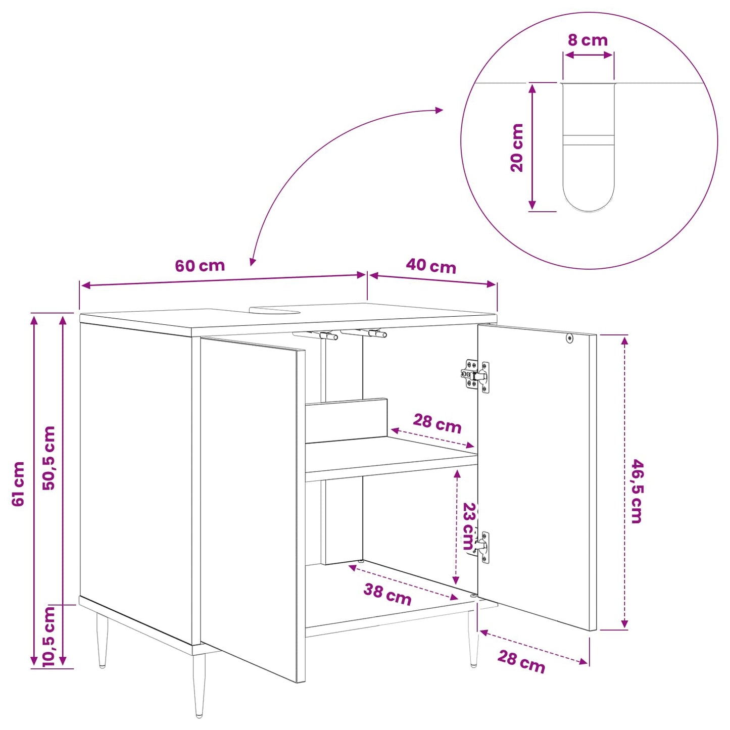 vidaXL Ντουλάπι Μπάνιου BREMEN Μαύρη Δρυς 60 x 40 x 61 εκ