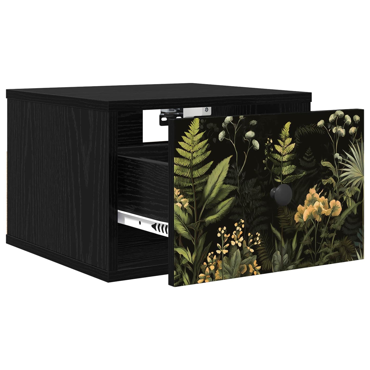 vidaXL Τοίχου κομοδίνο RHENEN Μαύρη Δρυς 36 x 33 x 25 εκ.