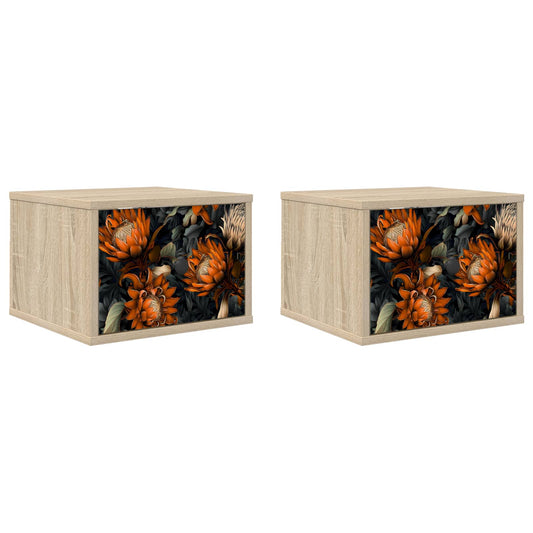 vidaXL Τοίχου κομοδίνο LOCHEM 2 τμχ. Sonoma Δρυς 36 x 33 x 25 εκ.