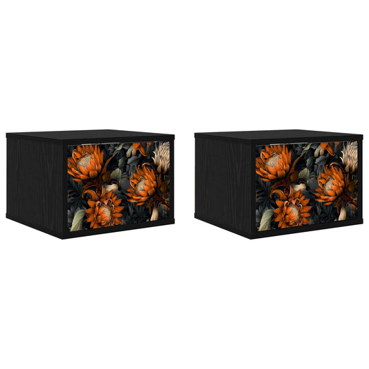 vidaXL Τοίχου κομοδίνο LOCHEM 2 τμχ. Μαύρη Δρυς 36 x 33 x 25 εκ.