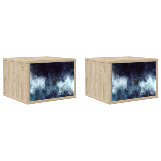 vidaXL Τοίχου κομοδίνο RAALTE 2 τμχ. Sonoma Δρυς 36 x 33 x 25 εκ.