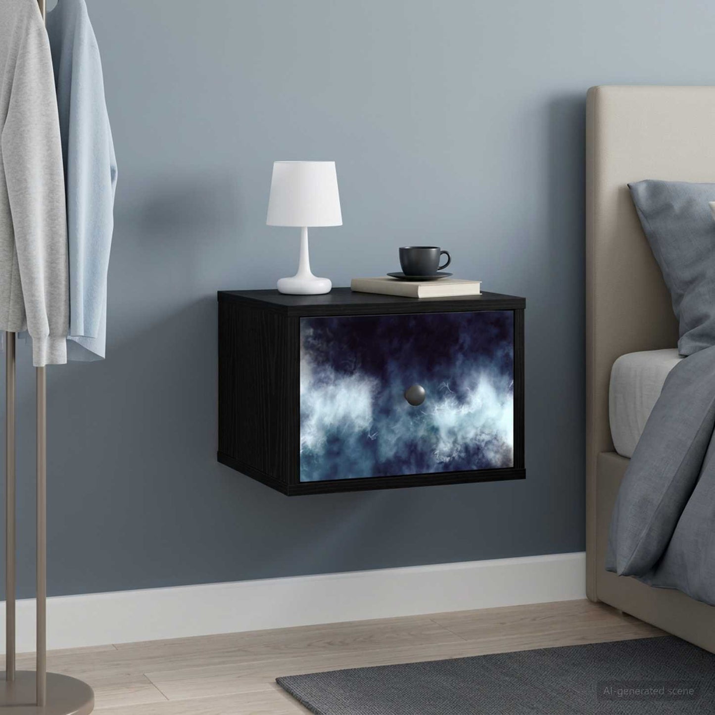 vidaXL Τοίχου κομοδίνο RAALTE Μαύρη Δρυς 36 x 33 x 25 εκ.