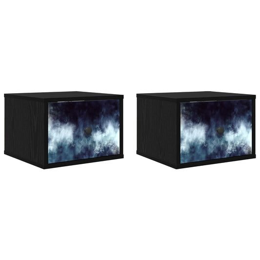 vidaXL Τοίχου κομοδίνο RAALTE 2 τμχ. Μαύρη Δρυς 36 x 33 x 25 εκ.