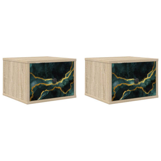 vidaXL Τοίχου κομοδίνο WIJHE 2 τμχ. Sonoma Δρυς 36 x 33 x 25 εκ.