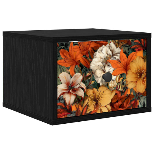 vidaXL Τοίχου κομοδίνο GENNEP Μαύρη Δρυς 36 x 33 x 25 εκ.