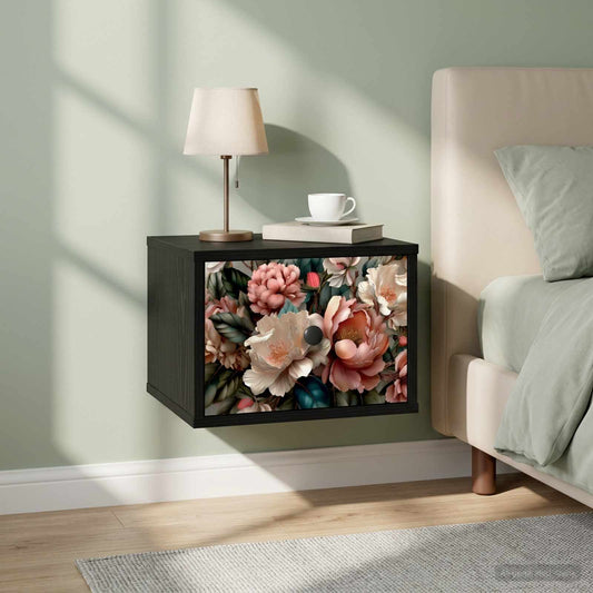 vidaXL Τοίχου κομοδίνο BORNE Μαύρη Δρυς 36 x 33 x 25 εκ.