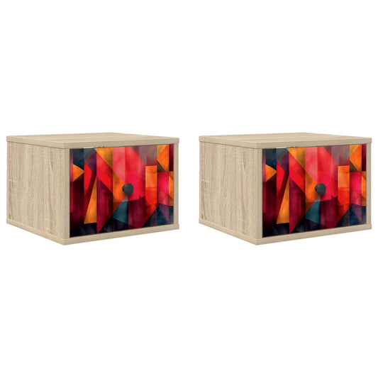 vidaXL Τοίχου κομοδίνο HEESCH 2 τμχ. Sonoma Δρυς 36 x 33 x 25 εκ.