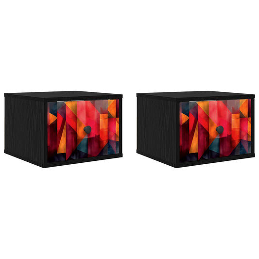 vidaXL Τοίχου κομοδίνο HEESCH 2 τμχ. Μαύρη Δρυς 36 x 33 x 25 εκ.