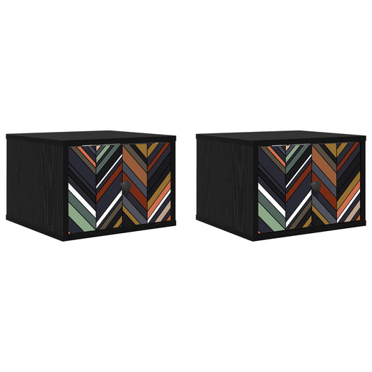 vidaXL Τοίχου κομοδίνο OMMEN 2 τμχ. Μαύρη Δρυς 36 x 33 x 25 εκ.