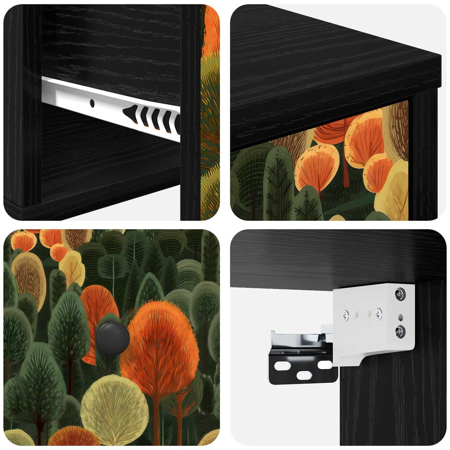 vidaXL Τοίχου κομοδίνο ZAANDAM 2 τμχ. Μαύρη Δρυς 36 x 33 x 25 εκ.