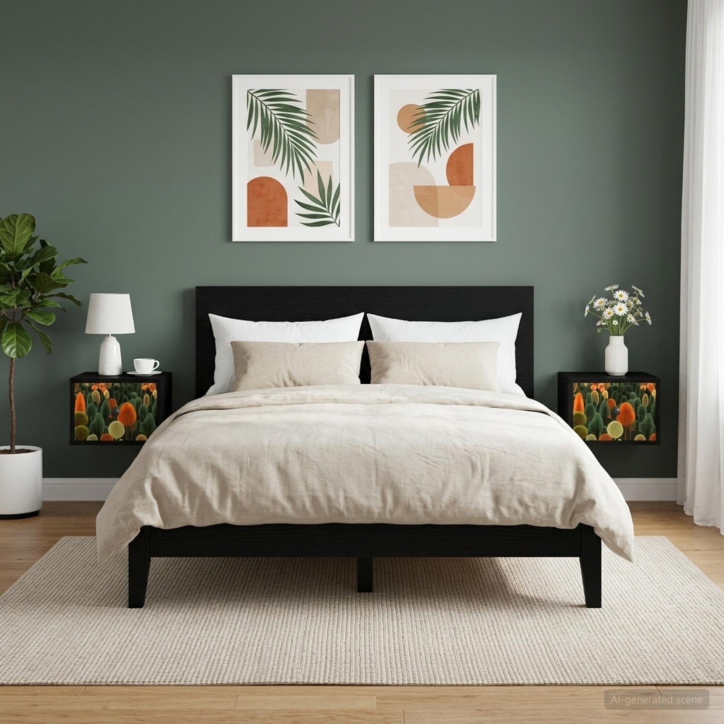 vidaXL Τοίχου κομοδίνο ZAANDAM 2 τμχ. Μαύρη Δρυς 36 x 33 x 25 εκ.