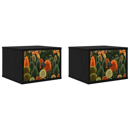 vidaXL Τοίχου κομοδίνο ZAANDAM 2 τμχ. Μαύρη Δρυς 36 x 33 x 25 εκ.