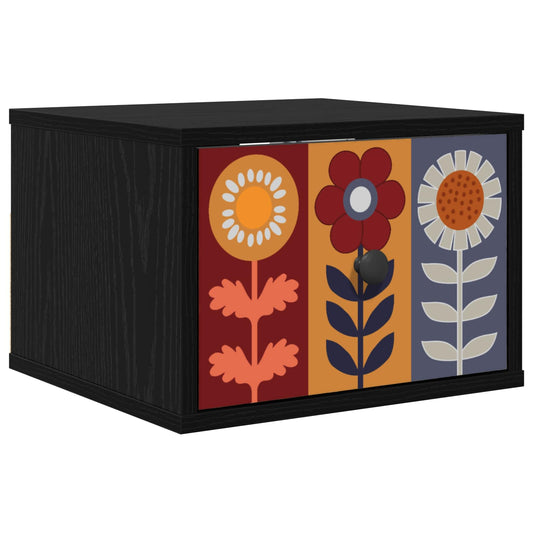 vidaXL Τοίχου κομοδίνο ESSEN Μαύρη Δρυς 36 x 33 x 25 εκ.
