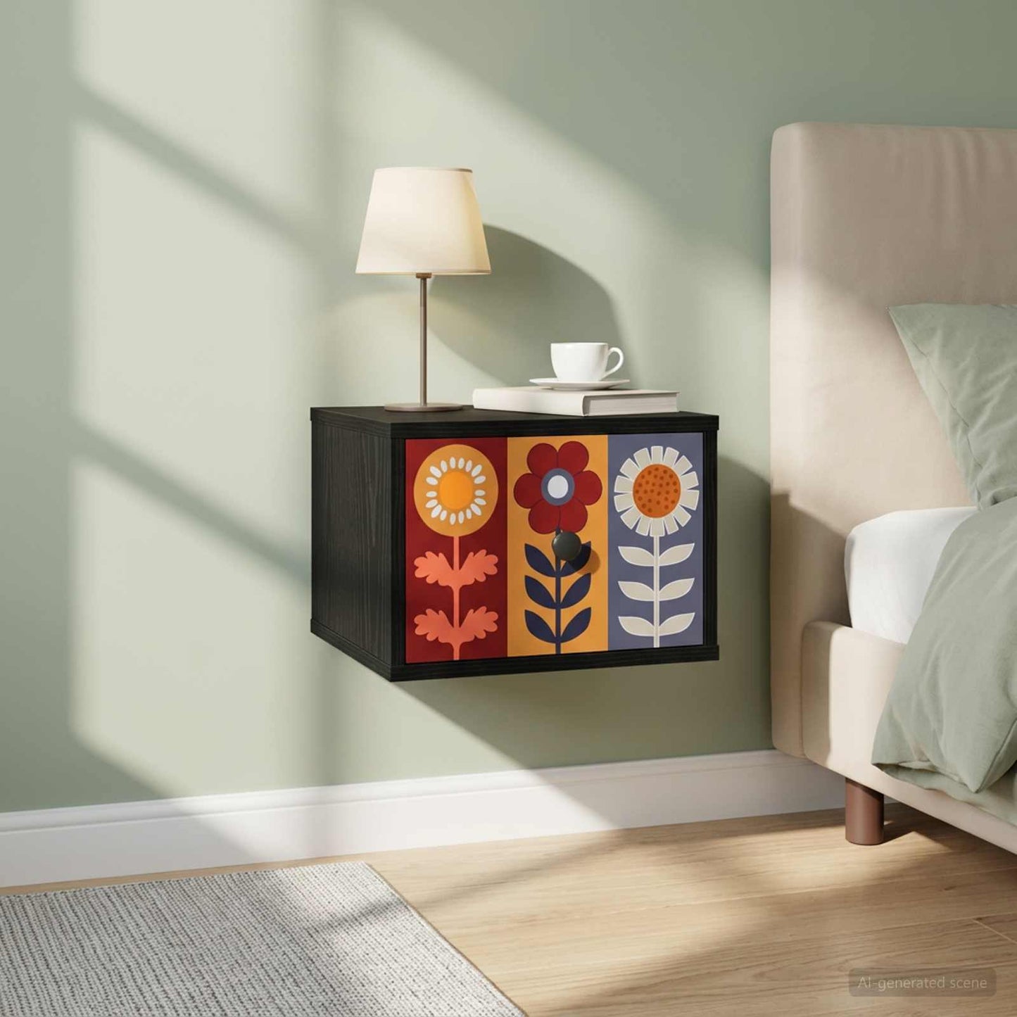 vidaXL Τοίχου κομοδίνο ESSEN 2 τμχ. Μαύρη Δρυς 36 x 33 x 25 εκ.