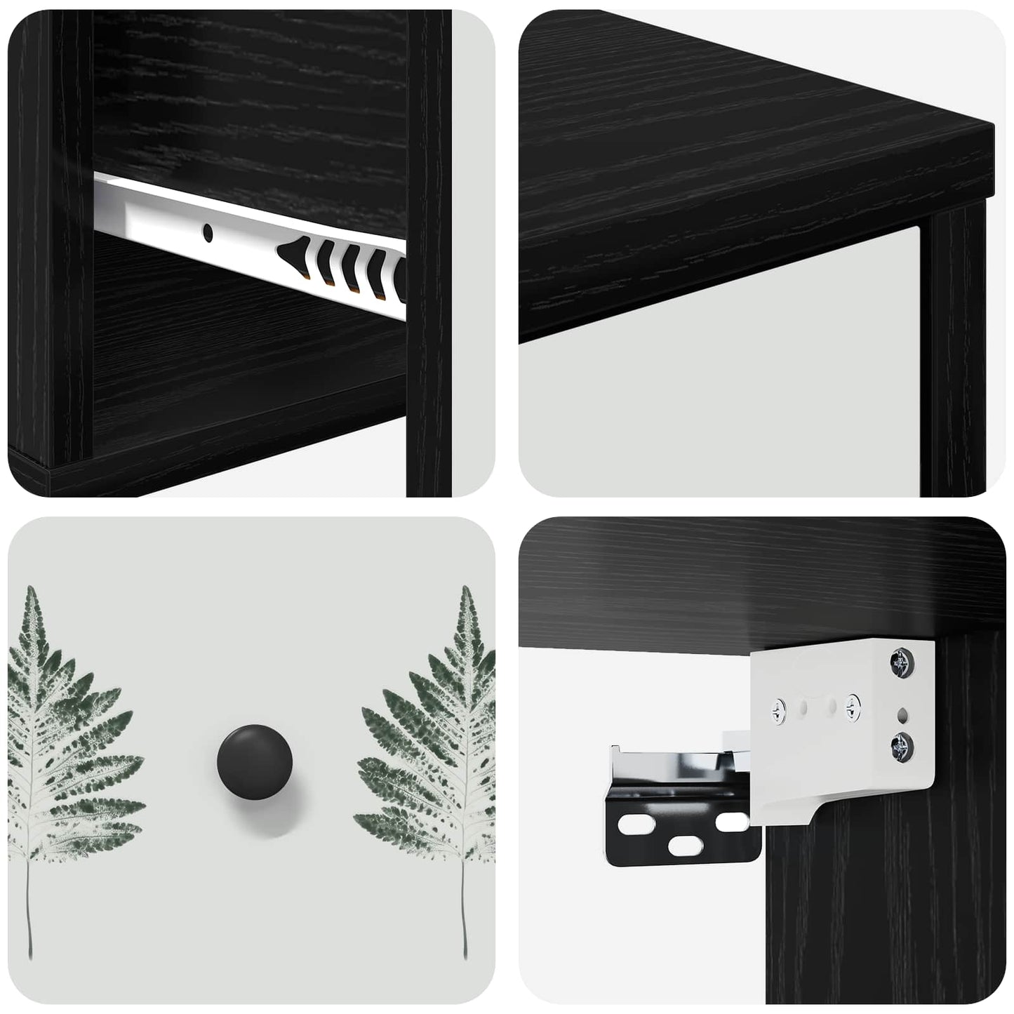 vidaXL Τοίχου κομοδίνο HANAU Μαύρη Δρυς 36 x 33 x 25 εκ.