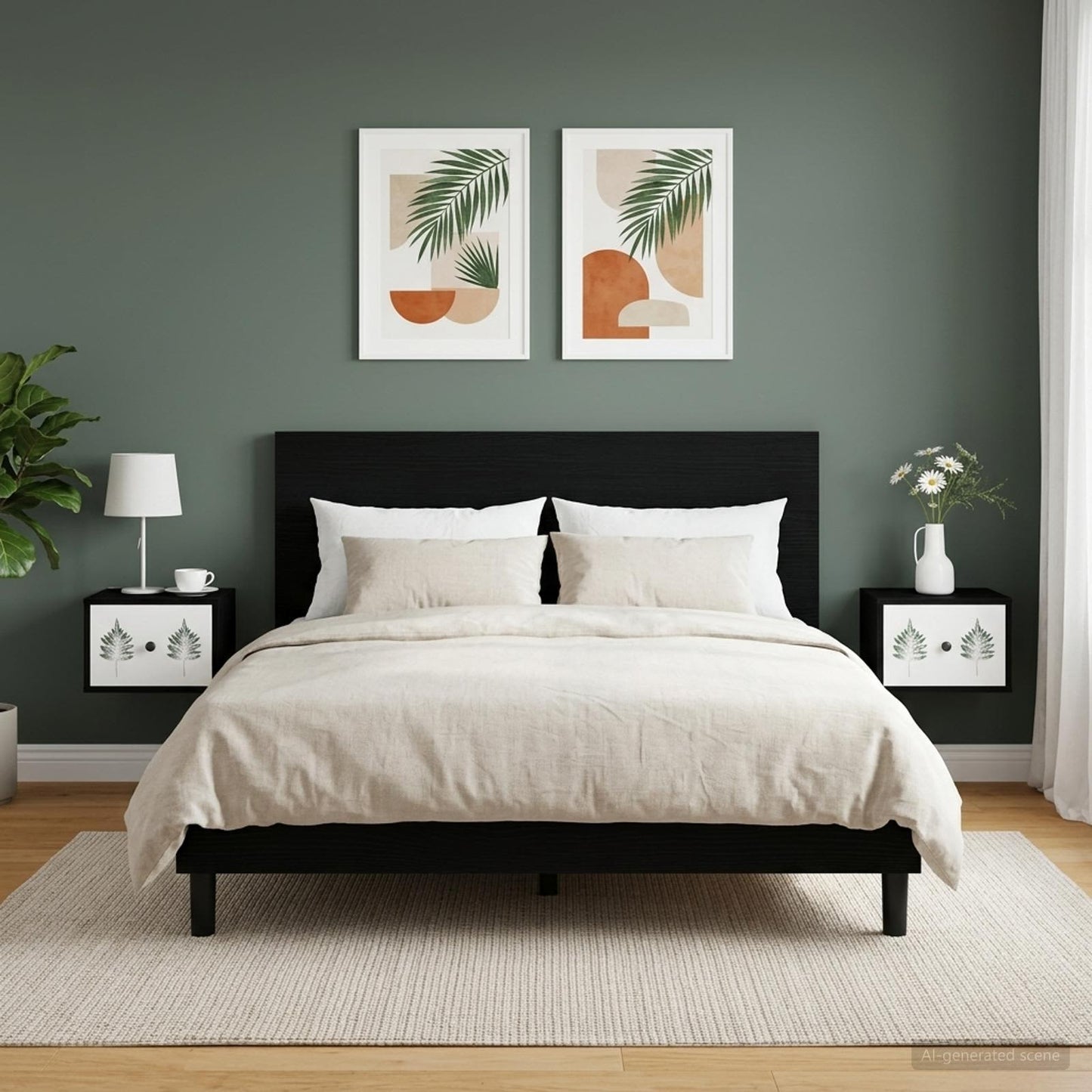 vidaXL Τοίχου κομοδίνο HANAU 2 τμχ. Μαύρη Δρυς 36 x 33 x 25 εκ.