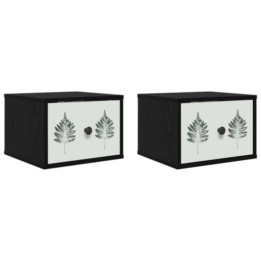 vidaXL Τοίχου κομοδίνο HANAU 2 τμχ. Μαύρη Δρυς 36 x 33 x 25 εκ.