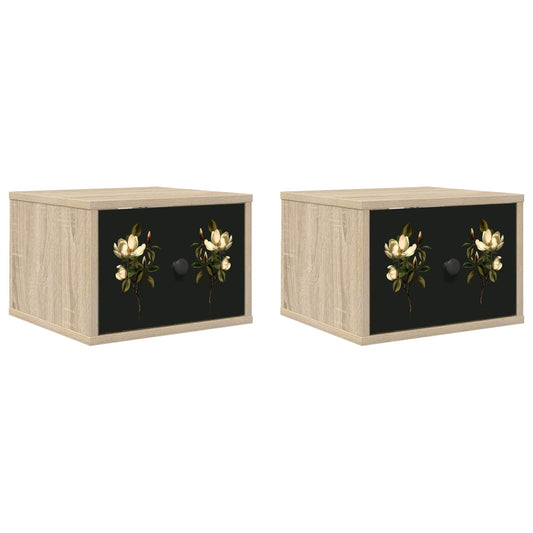 vidaXL Τοίχου κομοδίνο BREMEN 2 τμχ. Sonoma Δρυς 36 x 33 x 25 εκ.