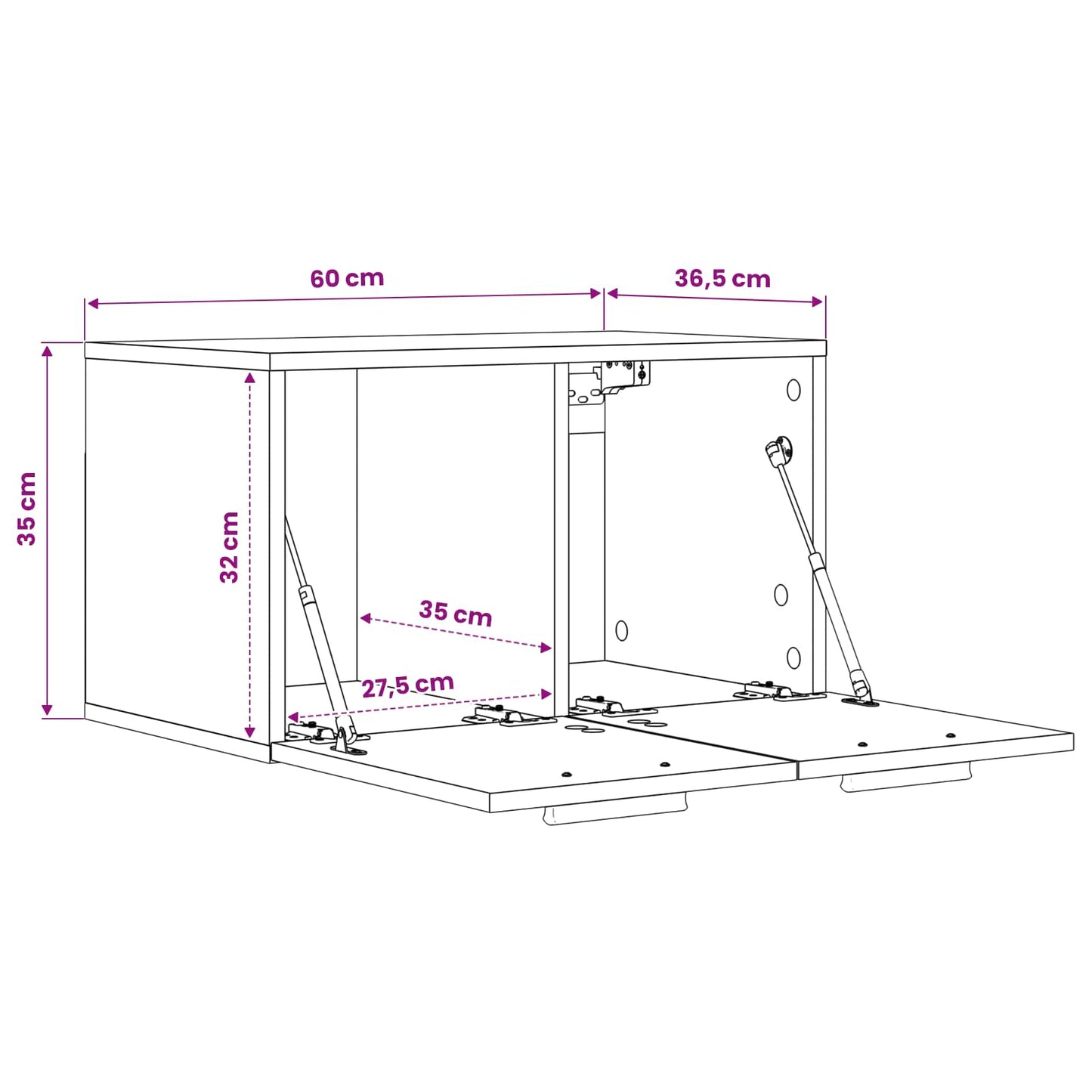 vidaXL Ντουλάπα Τοίχου 60 x 36,5 x 35 cm Επεξεργασμένο Ξύλο