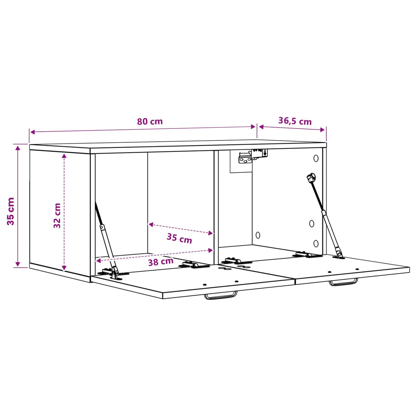 vidaXL Ντουλάπα Τοίχου Επιτοίχιο Μαύρη δρυς 80 x 36,5 x 35 cm