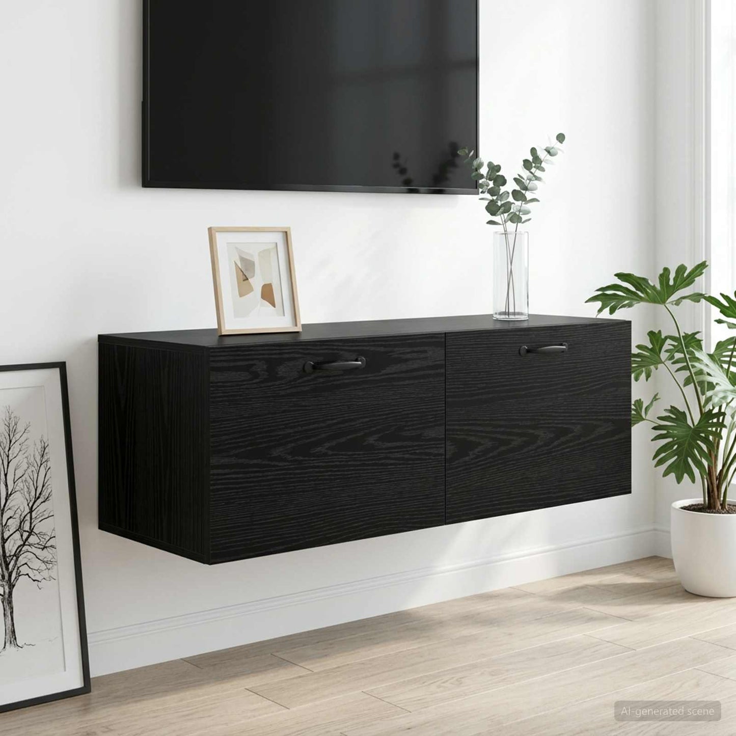 vidaXL Ντουλάπα Τοίχου Μαύρη δρυς 100 x 36,5 x 35 cm