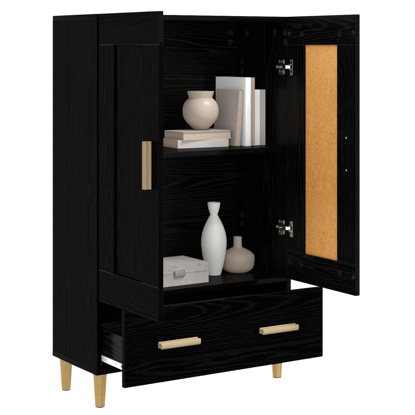 vidaXL Highboard Μαύρη Δρυς 70 x 31 x 115 εκ Επεξεργασμένο Ξύλο