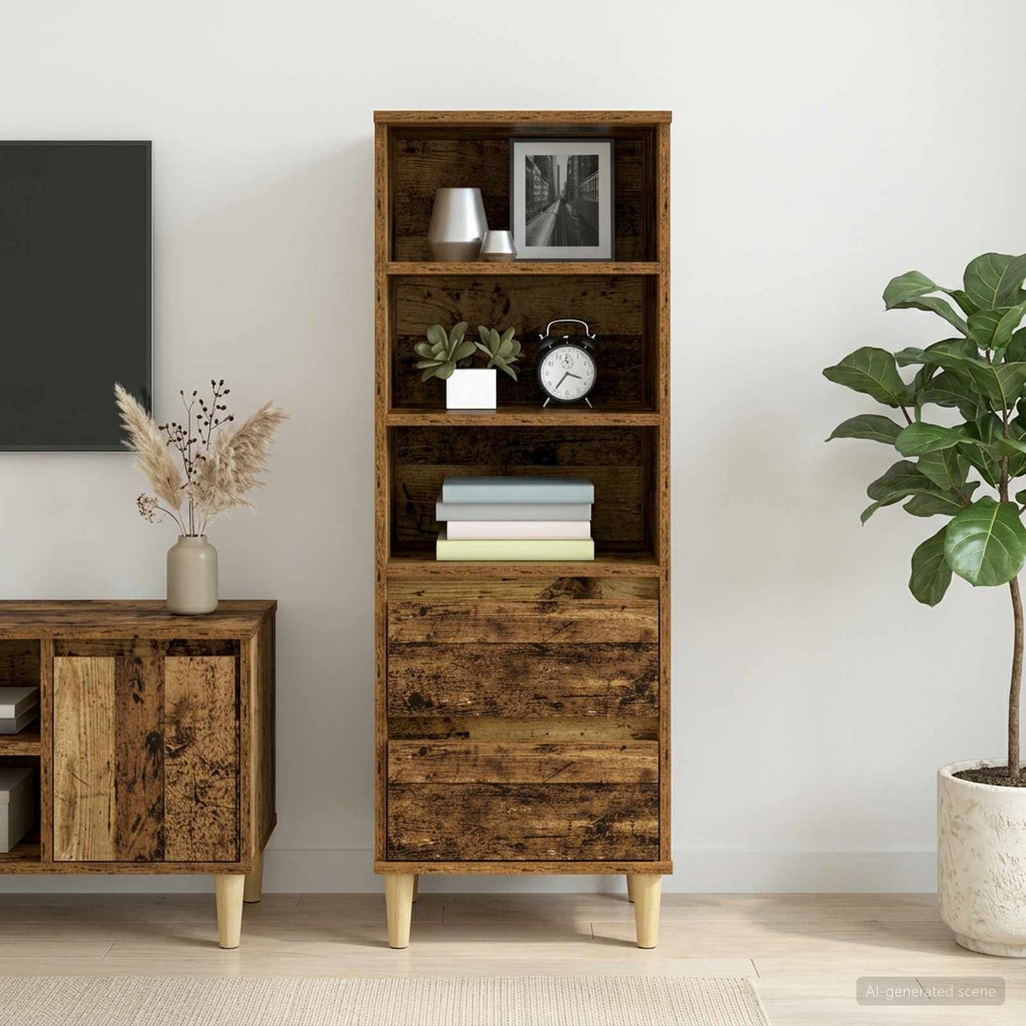 vidaXL Highboard Παλαιωμένο ξύλο 40 x 36 x 110 εκ. Επεξεργασμένο Ξύλο