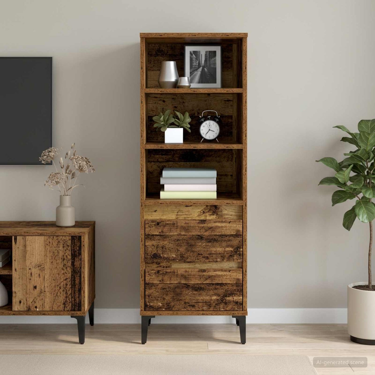 vidaXL Highboard Παλαιωμένο ξύλο 40 x 36 x 110 εκ. Επεξεργασμένο Ξύλο