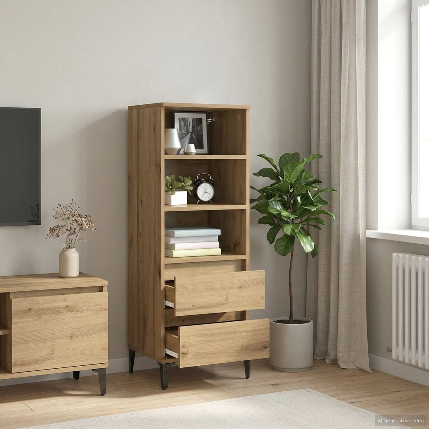 vidaXL Highboard Artisan Δρυς 40 x 36 x 110 εκ. Επεξεργασμένο Ξύλο