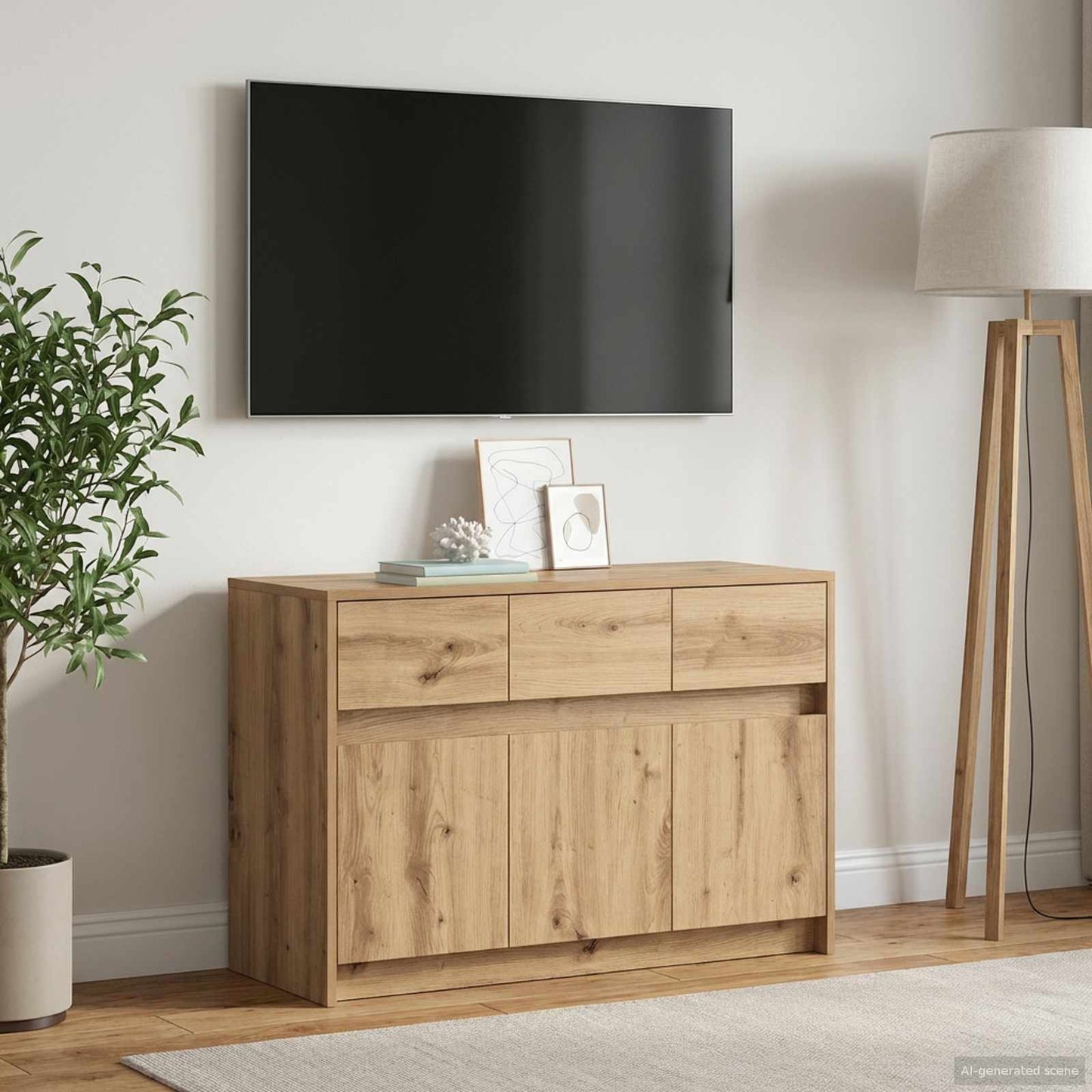 vidaXL Ντουλάπι TV 91 x 34 x 61 εκ. Artisan Δρυς Επεξεργασμένο Ξύλο