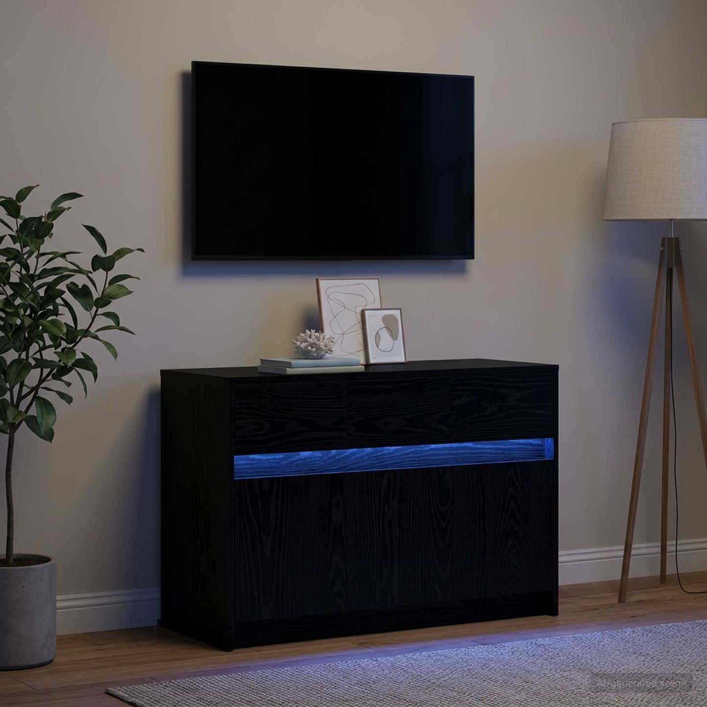 vidaXL Ντουλάπι TV 91 x 34 x 61 εκ. Μαύρη Δρυς Επεξεργασμένο Ξύλο