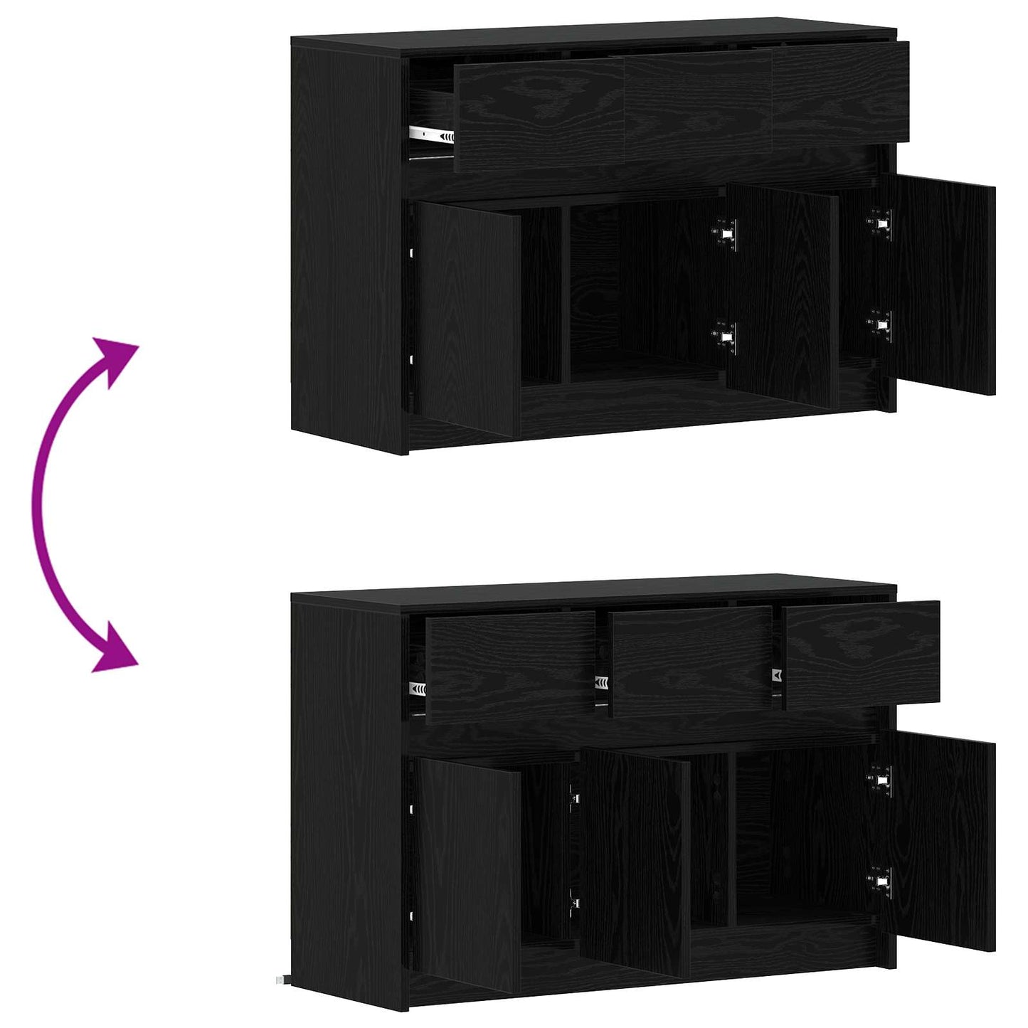 vidaXL Ντουλάπι TV 91 x 34 x 61 εκ. Μαύρη Δρυς Επεξεργασμένο Ξύλο