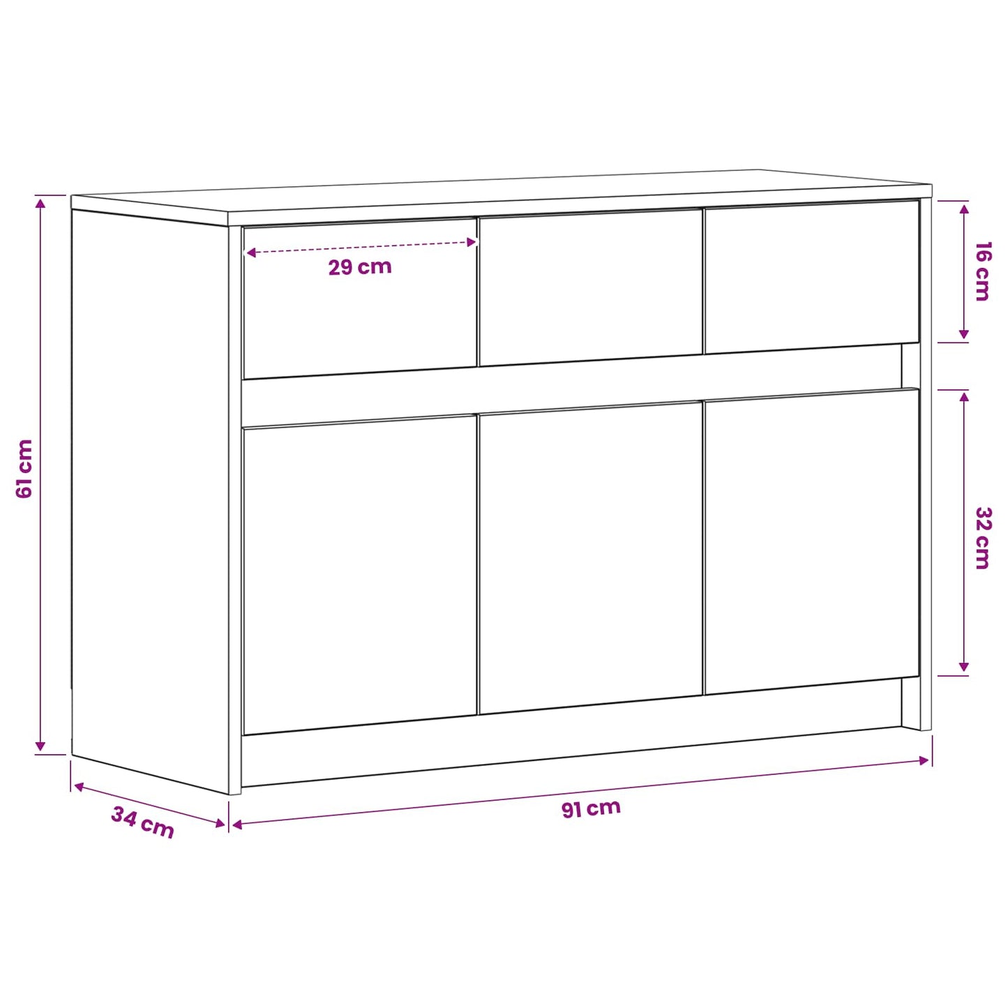 vidaXL Ντουλάπι TV 91 x 34 x 61 εκ. Μαύρη Δρυς Επεξεργασμένο Ξύλο