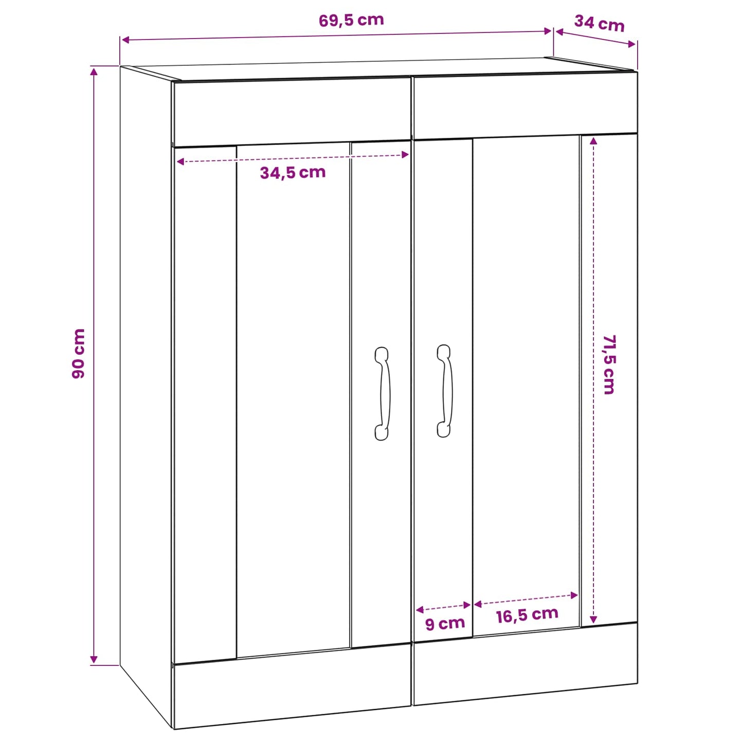 vidaXL Ντουλάπα Τοίχου Παλαιωμένο ξύλο 69,5 x 34 x 90 εκ.
