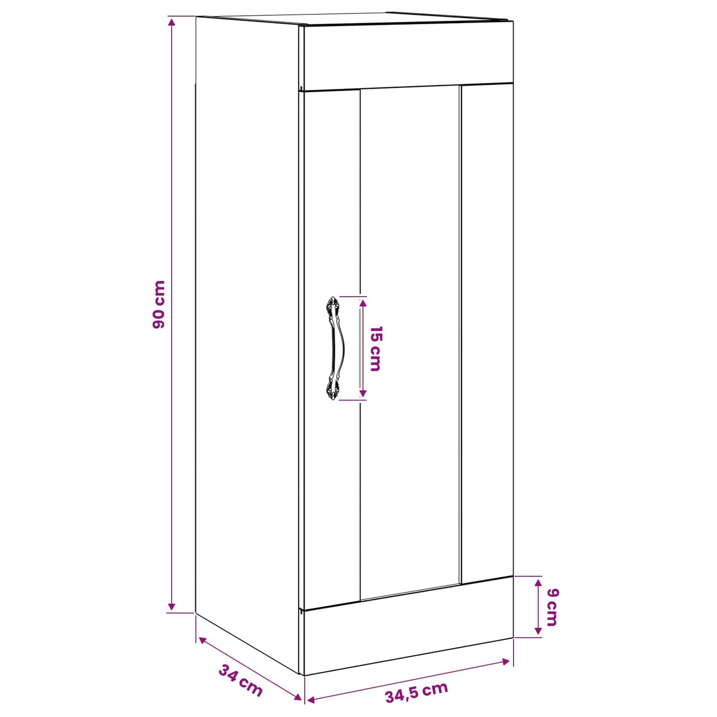 vidaXL Ντουλάπα Τοίχου Μαύρη Δρυς 34,5 x 34 x 90 εκ.