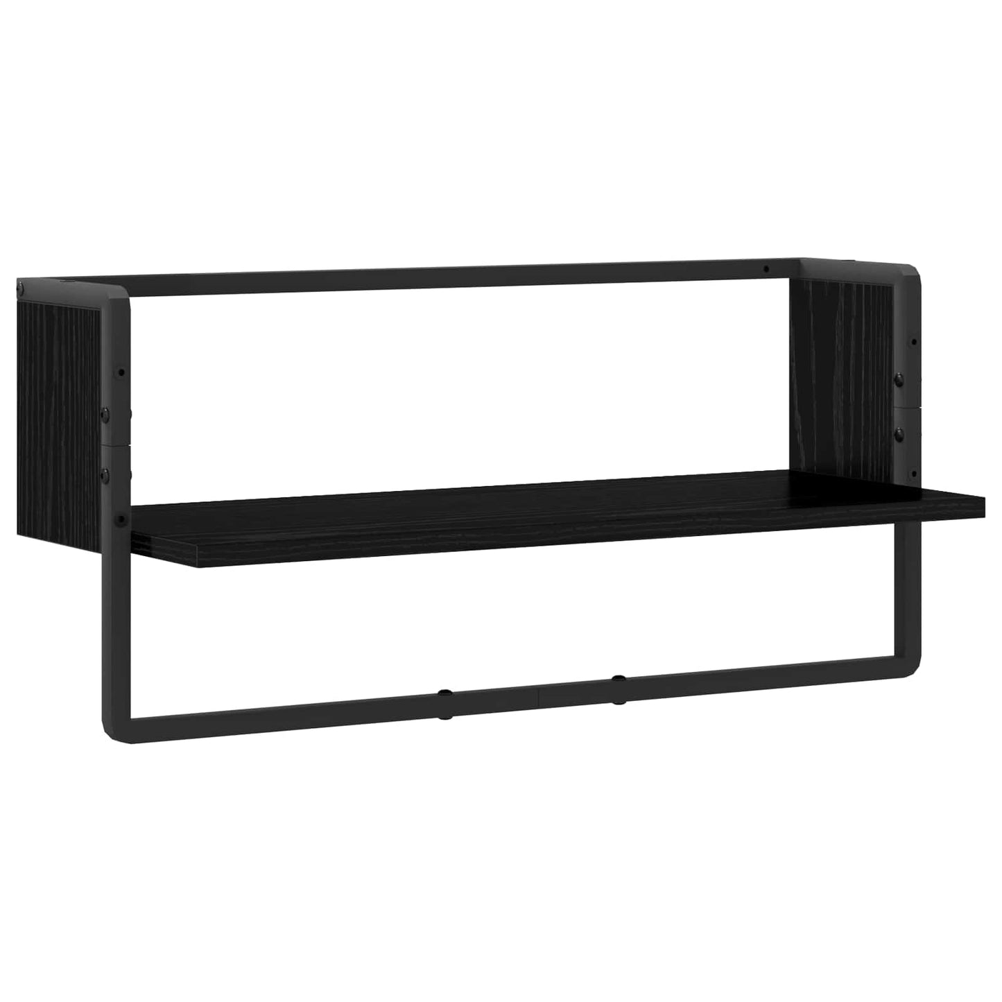 vidaXL Ράφι Τοίχου Επιτοίχιο Μαύρη δρυς 65 x 25 x 30 cm μέταλλο PB