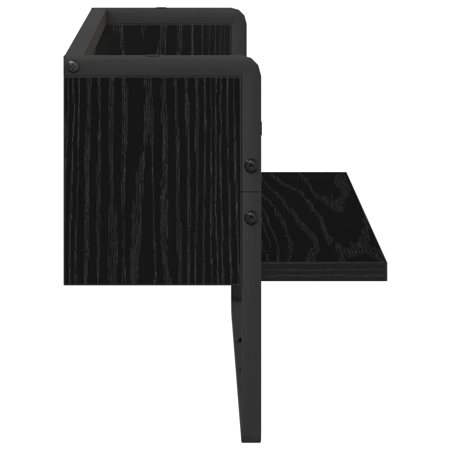 vidaXL Ράφι Τοίχου Επιτοίχιο Μαύρη δρυς 65 x 25 x 30 cm μέταλλο PB