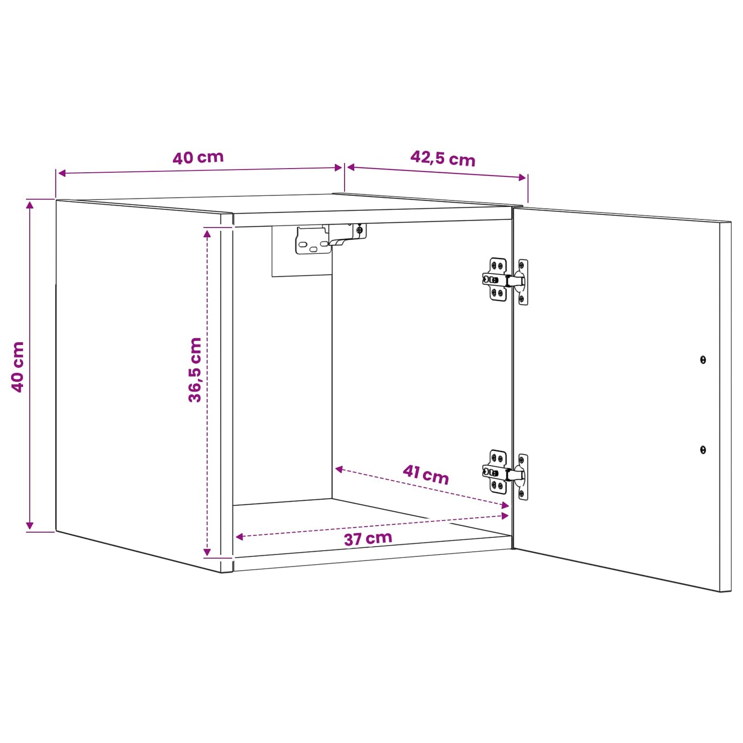 vidaXL Ντουλάπα Τοίχου Μαύρη Δρυς 40 x 42,5 x 40 εκ Επεξεργασμένο Ξύλο