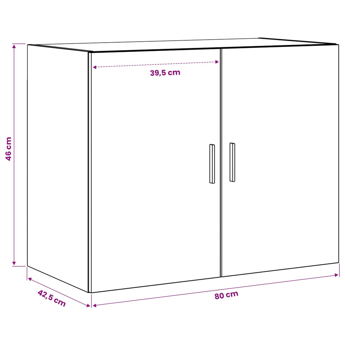 vidaXL Ντουλάπα Τοίχου Μαύρη Δρυς 80 x 42,5 x 64 εκ Επεξεργασμένο Ξύλο